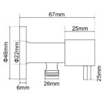 Bathroom Round Black 1/4 Turn Washing Machine Stop Tap(One Piece)