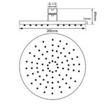 Round Chrome ABS Rainfall Shower Head 200mm