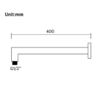 400mm Brushed Nickel Wall Shower Arm