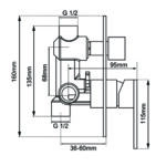 LUCID PIN Series Brushed Brass Diverter Mixer Trim Kit (match CLPD)