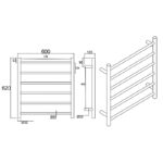 Chrome Heated Towel Rack 6 Bars