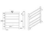 Chrome Heated Towel Rack 6 Bars