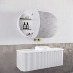 Bergen 1200mm Matte White Wall Hung Fluted Cabinet (Single Bowl)