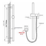 Light Brushed Brass Shower Rail with Handheld Shower