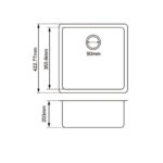 422x422x203mm White Granite Single Bowl Kitchen Sink