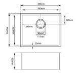 440x440x230mm Chrome Stainless Steel Single Bowl Kitchen Sink