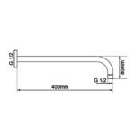 400mm Brushed Nickel Wall Shower Arm
