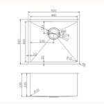 500x440x230mm Gunmetal Stainless Steel PVD Single Bowl Kitchen Sink