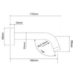 LUCID PIN Series Round Gun Metal Grey Bathtub/Basin Wall Spout(160mm)