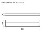 IVANO - 600mm Gunmetal Double Towel Rail