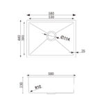 580x440x230mm Gun Metal Grey Stainless Steel Single Bowl Kitchen Sink