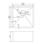 440x440x205mm Chrome Stainless Steel Single Bowl Kitchen Sink