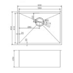 600x450x230mm Chrome Stainless Steel Single Bowl Kitchen Sink