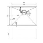 600x450x300mm Brushed Brass Stainless Steel PVD Single Bowl Kitchen Sink