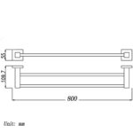 Chrome Double Towel Rail 800mm
