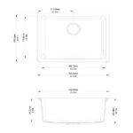 635x469x241mm White Granite Single Bowl Undermount Kitchen Sink