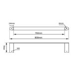 800mm Black & Rose Gold Single Towel Rail