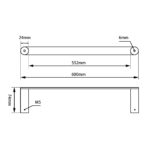 600mm Black & Rose Gold Single Towel Rail