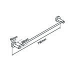LUCID PIN - 800mm Light Brushed Brass Cuttable Single Towel Rail