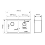 770x450x215mm Chrome Stainless Steel Double Bowl Kitchen Sink
