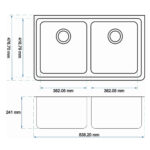 838x476x241mm White Granite Double Bowl Undermount Kitchen Sink