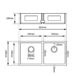 860x440x200mm Chrome Stainless Steel Double Bowl Kitchen Sink