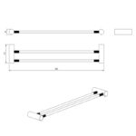 CADDENCE - 600mm Brushed Gunmetal Double Towel Rail