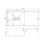 960x450x230mm Chrome Stainless Steel Single Bowl Kitchen Sink