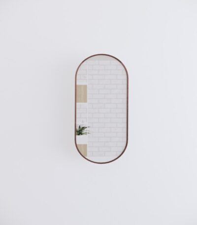 900x450mm Brushed Copper Framed Oval Plain Mirror
