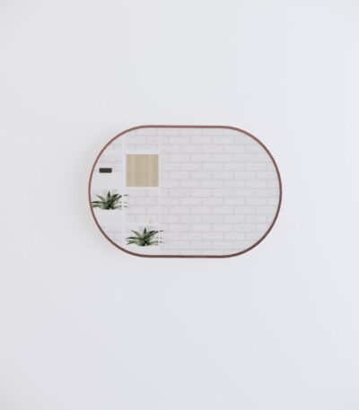 900x600mm Brushed Copper Framed Oval Plain Mirror