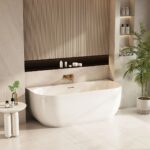 Anna Series 1500*830*580mm Gloss White Back To Wall Acrylic Bathtub