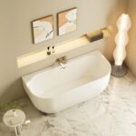 Anna Series 1500*830*580mm Gloss White Back To Wall Acrylic Bathtub