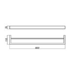 Brushed Nickel Square Double Towel Rail 800mm
