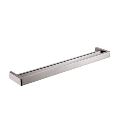 Brushed Nickel Square Double Towel Rail 600mm
