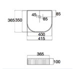 415x365x100mm Gloss White Above Counter Basin