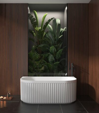 1500x750x580mm Matte White Back to Wall Bathtub
