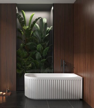 1500x750x580mm Matte White Right Corner Bathtub