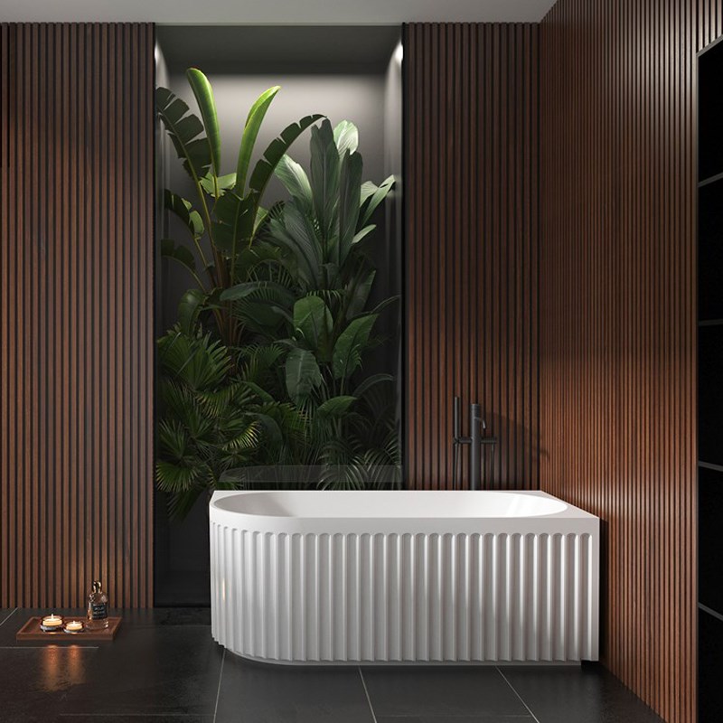 1500x750x580mm Matte White Right Corner Bathtub