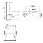 Wall Faced Rimless White Two-piece Toilet Suite