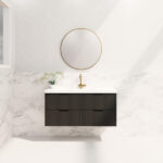 Bali 1200mm Matte Black Wall Hung Fluted Vanity (Single Bowl)