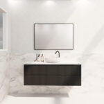 Bali 1500mm Matte Black Wall Hung Fluted Vanity (Single Bowl)