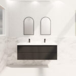 Bali 1500mm Matte Black Wall Hung Fluted Vanity (Double Bowls)