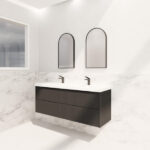 Bali 1500mm Matte Black Wall Hung Fluted Vanity (Double Bowls)