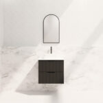 Bali 600mm Matt Black Wall Hung Fluted Vanity Cabinet