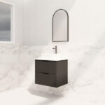 Bali 600mm Matt Black Wall Hung Fluted Vanity Cabinet
