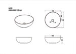 400x400x135mm Gloss White Above Counter Basin