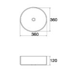 360x360x125mm Matte Black with Gold Rim Above Counter Basin
