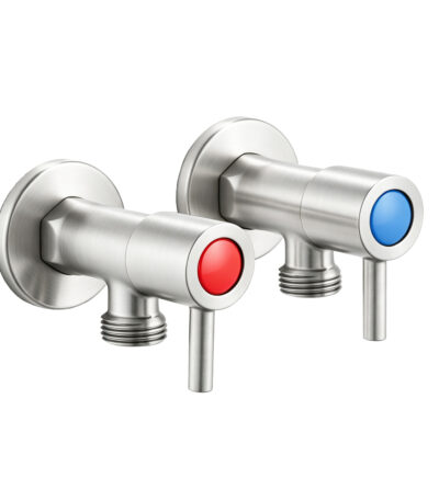 Round Brushed Nickel Water Stop Valves (One Pair)