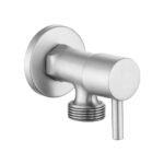 Bathroom Round Brushed Nickel 1/4 Turn Washing Machine Stop Tap(One Piece)