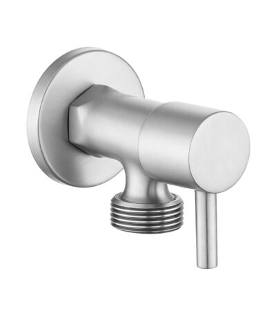 Bathroom Round Brushed Nickel 1/4 Turn Washing Machine Stop Tap(One Piece)